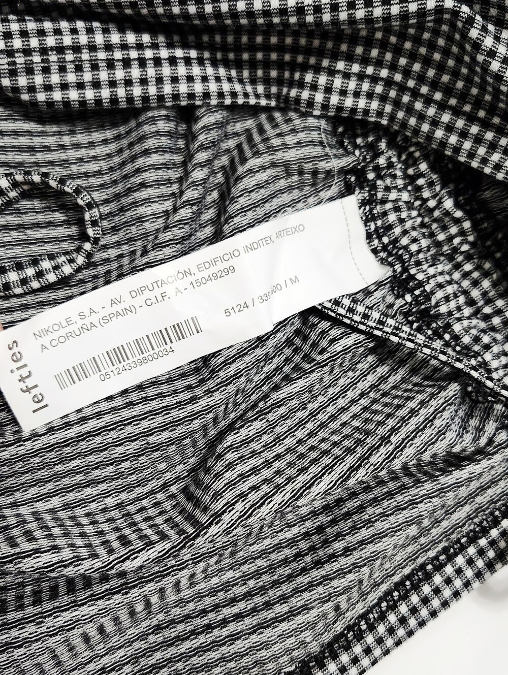 Lefties Black & White Gingham Ruched Tank Top suze M - Picture 9 of 12
